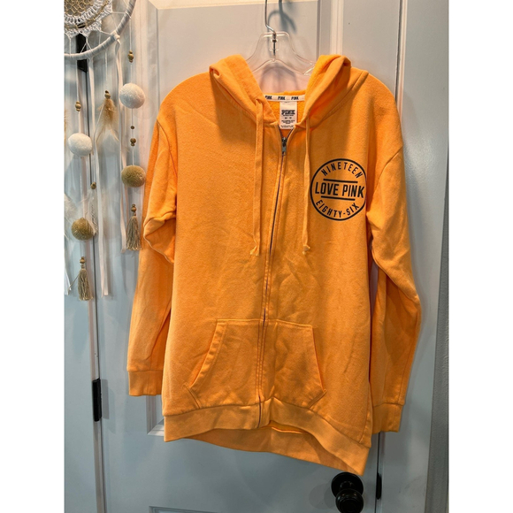 VICTORIA SECRET ZIP UP HOODIE SIZE XSMALL  COLOR ORANGE - Picture 1 of 5